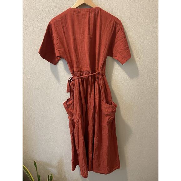SF CURATOR Ansilee Wrap Dress Brick Red / Rust XS - Picture 2 of 7